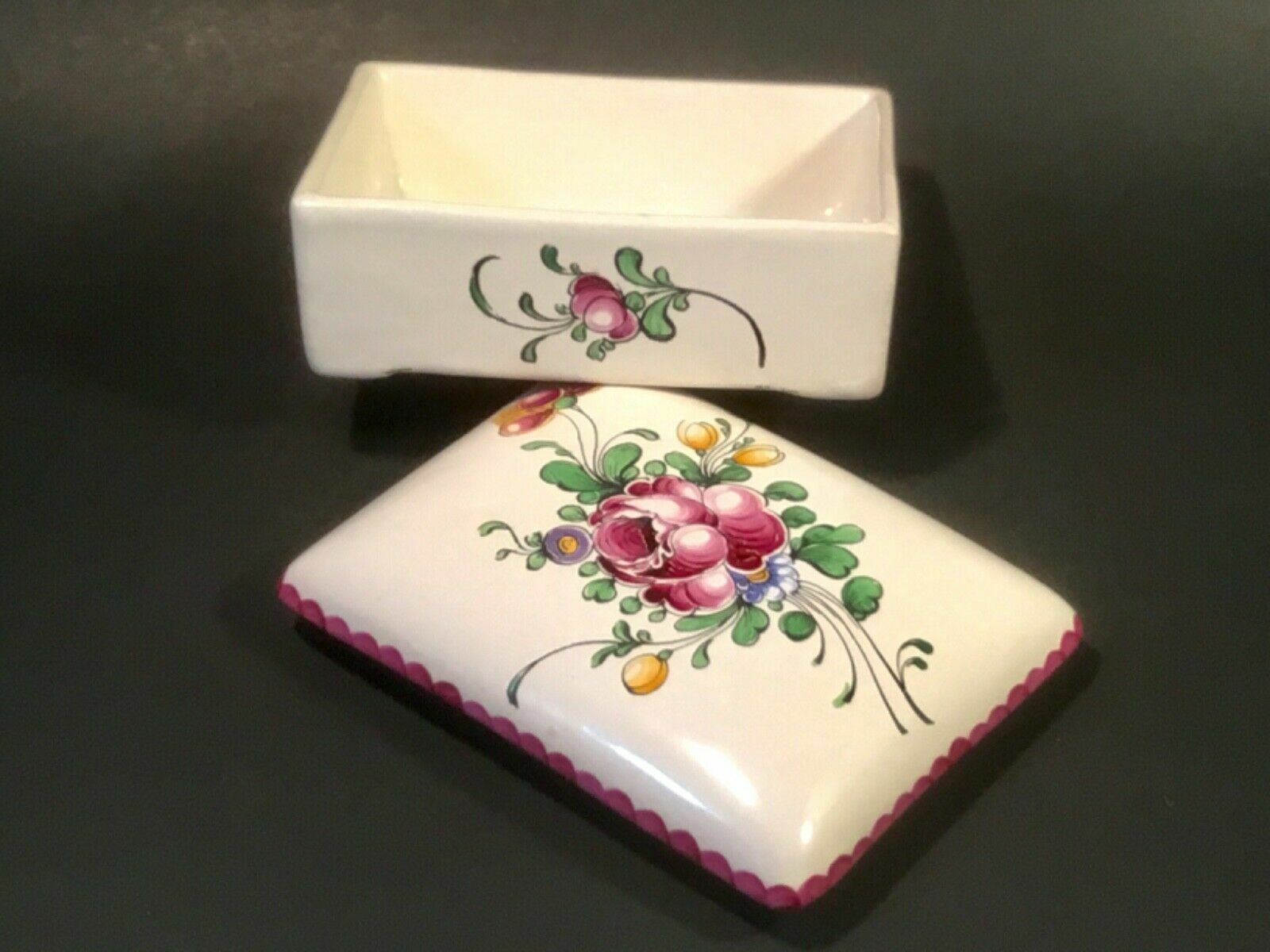 Antique Hand Painted French Floral Dresser Box for Tiffany & Company