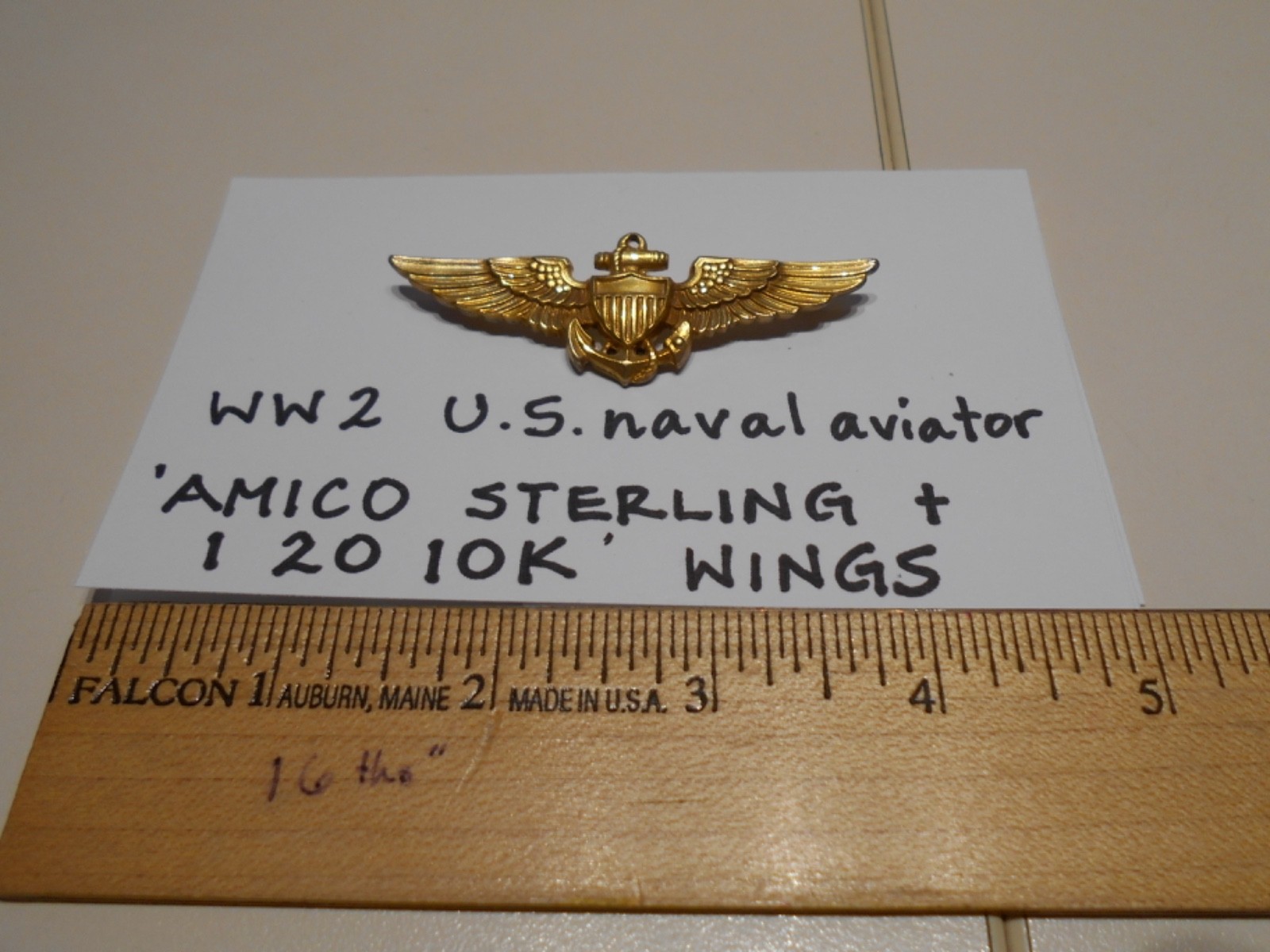WWII ~ AMICO STERLING ~ naval aviator ~ pilots wings ~ full size ~ pin back