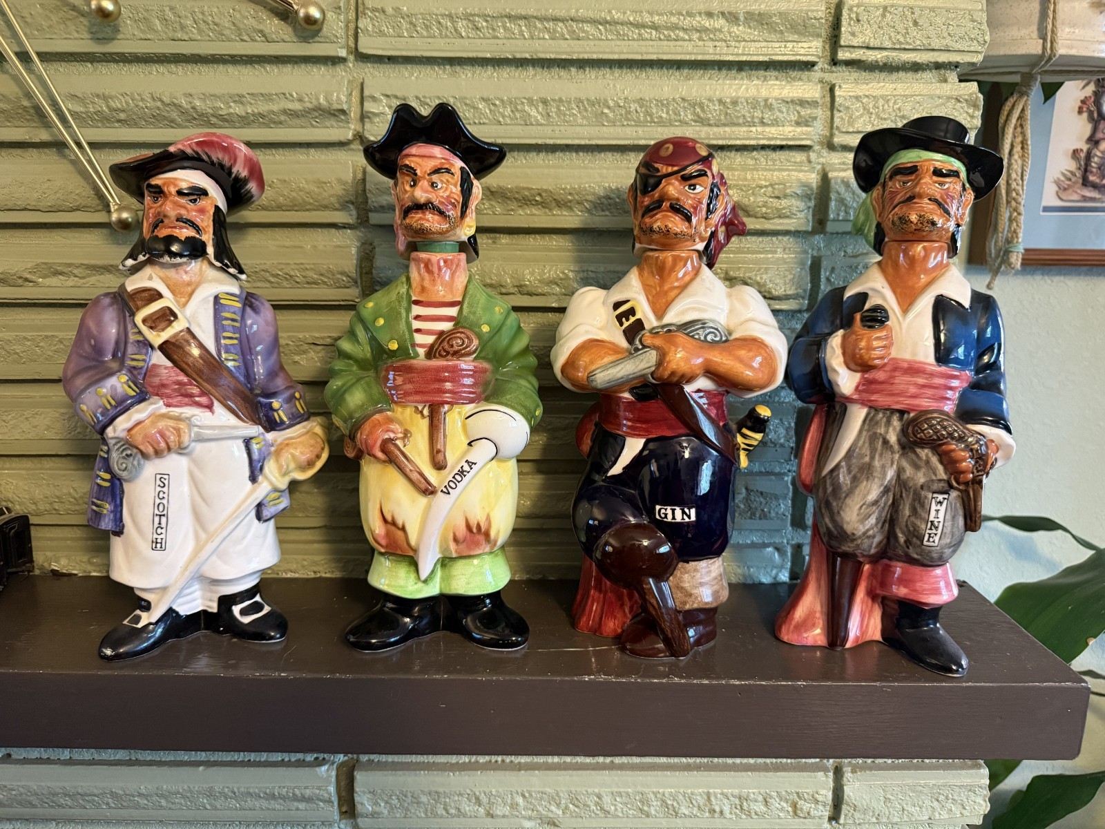 Vintage 1960 Swank Spanish Main Pirate Decanter Set 4 Japan