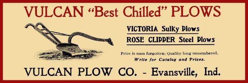 Vulcan Plow Co. of Evansville, Indiana NEW Sign: 12x36\