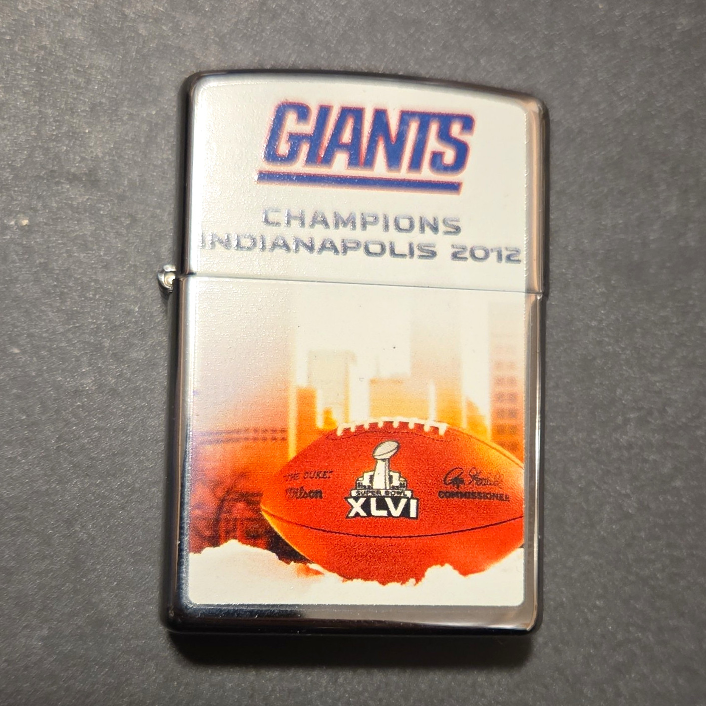 Zippo New York Giants Champions Indianapolis 2012 Super Bowl XLVI  (NO BOX)