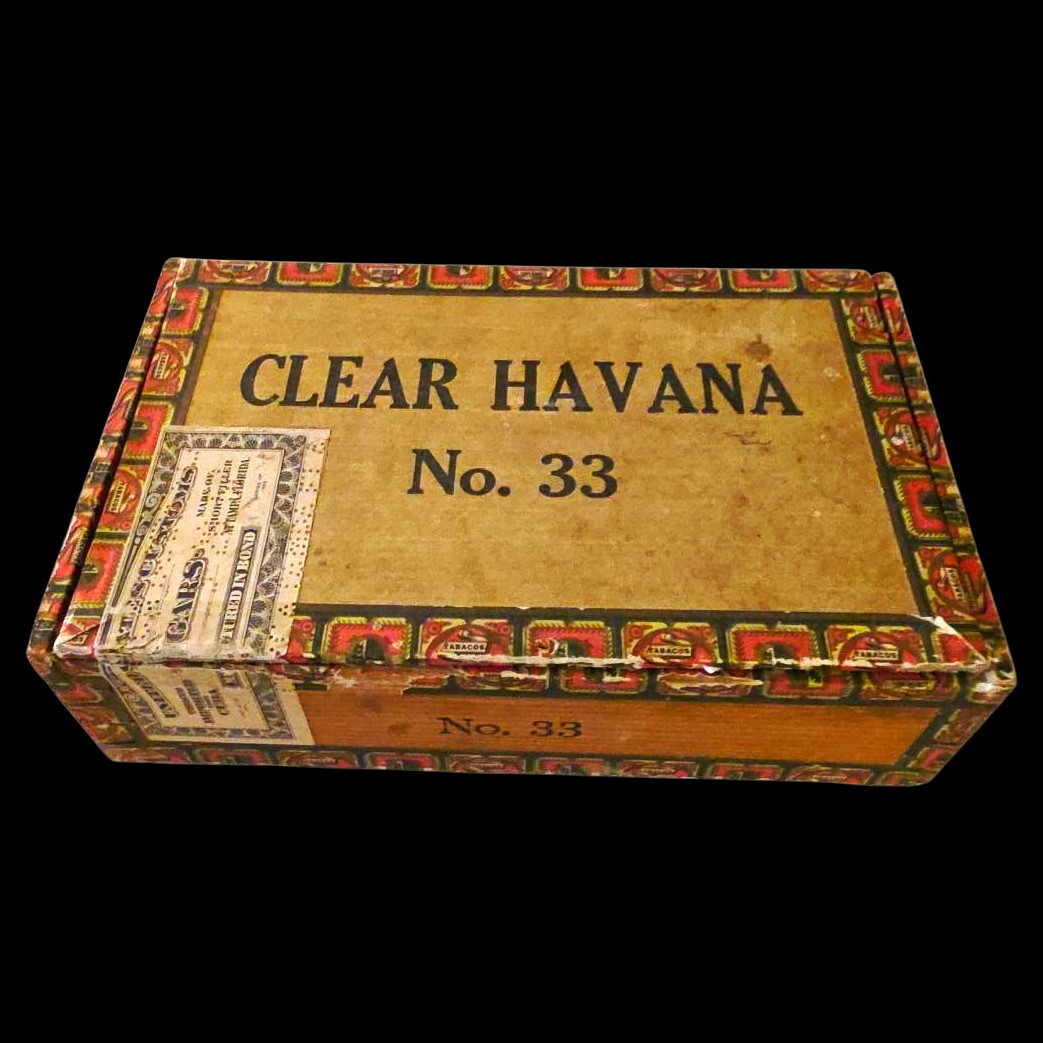 Vintage 1953 Series Clear  No 33 Cigar Box Tampa FL Tobacco Stamp