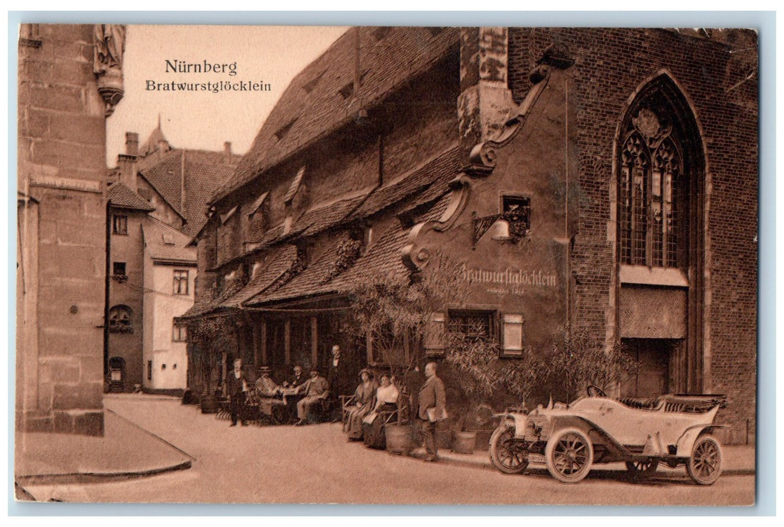 Nuremberg Germany Postcard Bratwurstglockein Building c1940\'s Vintage