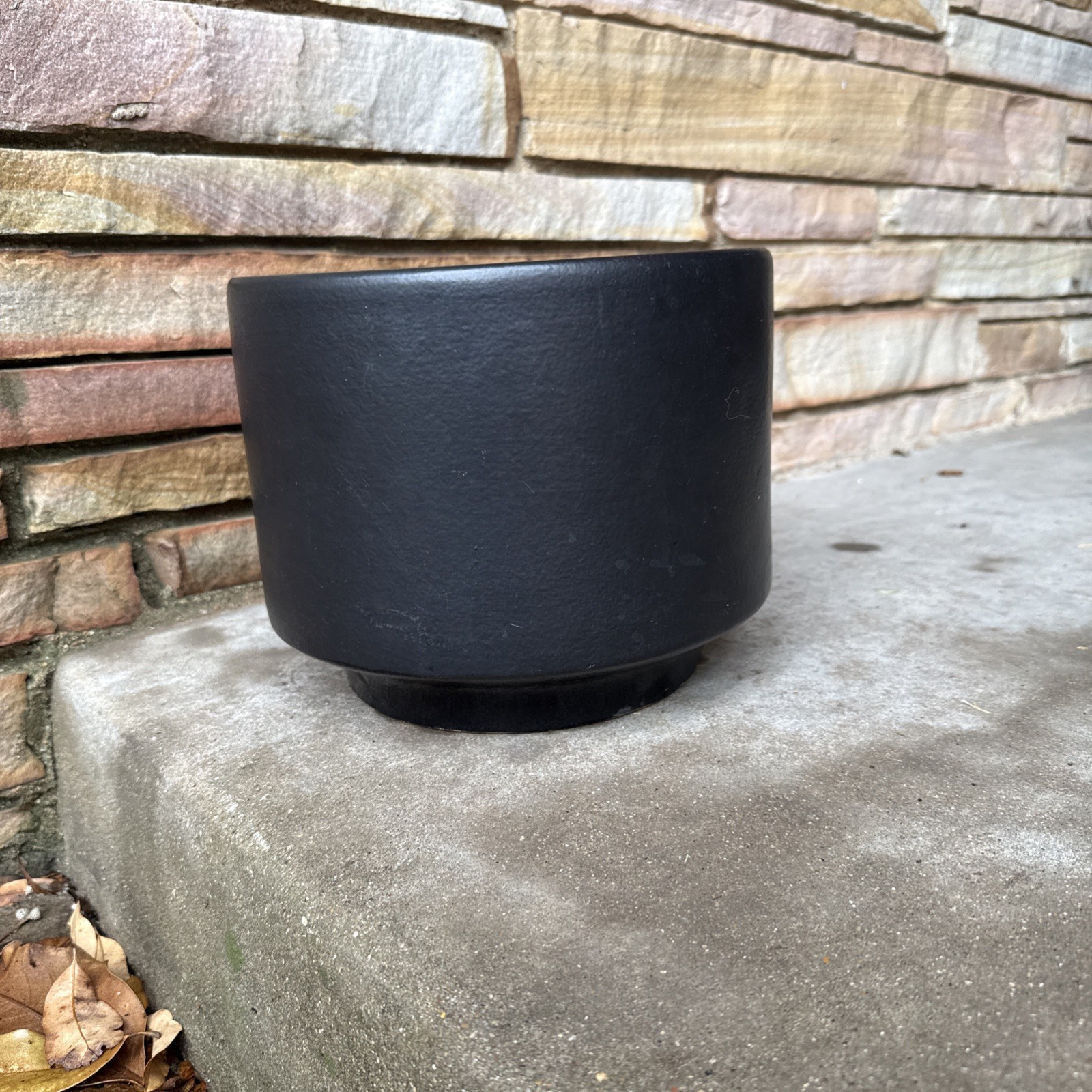 Vtg MCM Mid Century Modern Gainey CA USA Matte Black C AC-10 Pottery Planter Pot