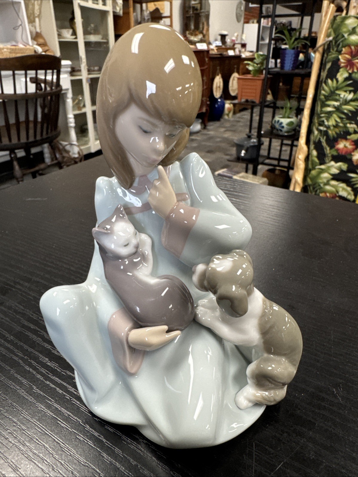 Vtg Lladro Cat Nap Porcelain Girl Figurine #5640 Juan Huerta 1990