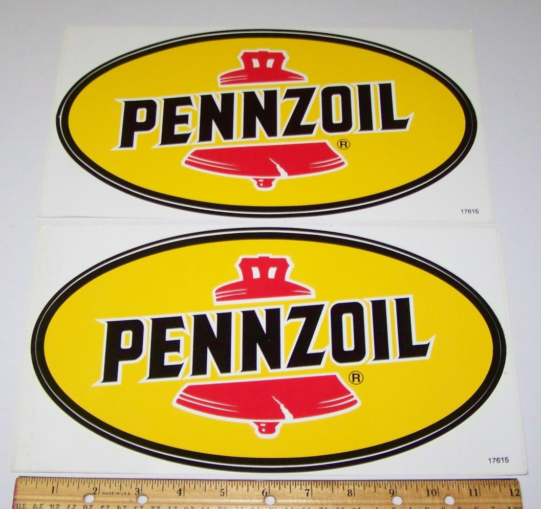 New NOS Pennzoil drag racing decal sticker x 2 LARGE 11.75 x 6.5 Oval