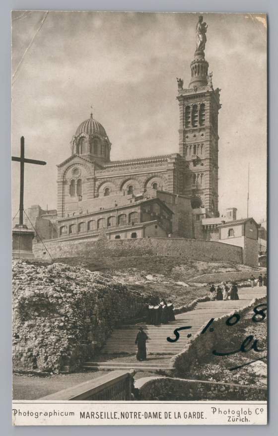 Antique MARSEILLE Postcard Notre-dame DE LA Garde Monument Photoglob Zurich 1908