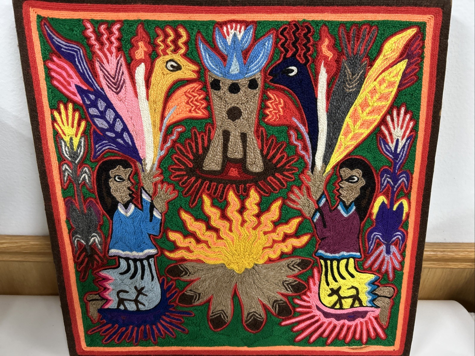 Indigenous Yarn Art from the Huichol Indians of Mexico  12inch by 12 inch 