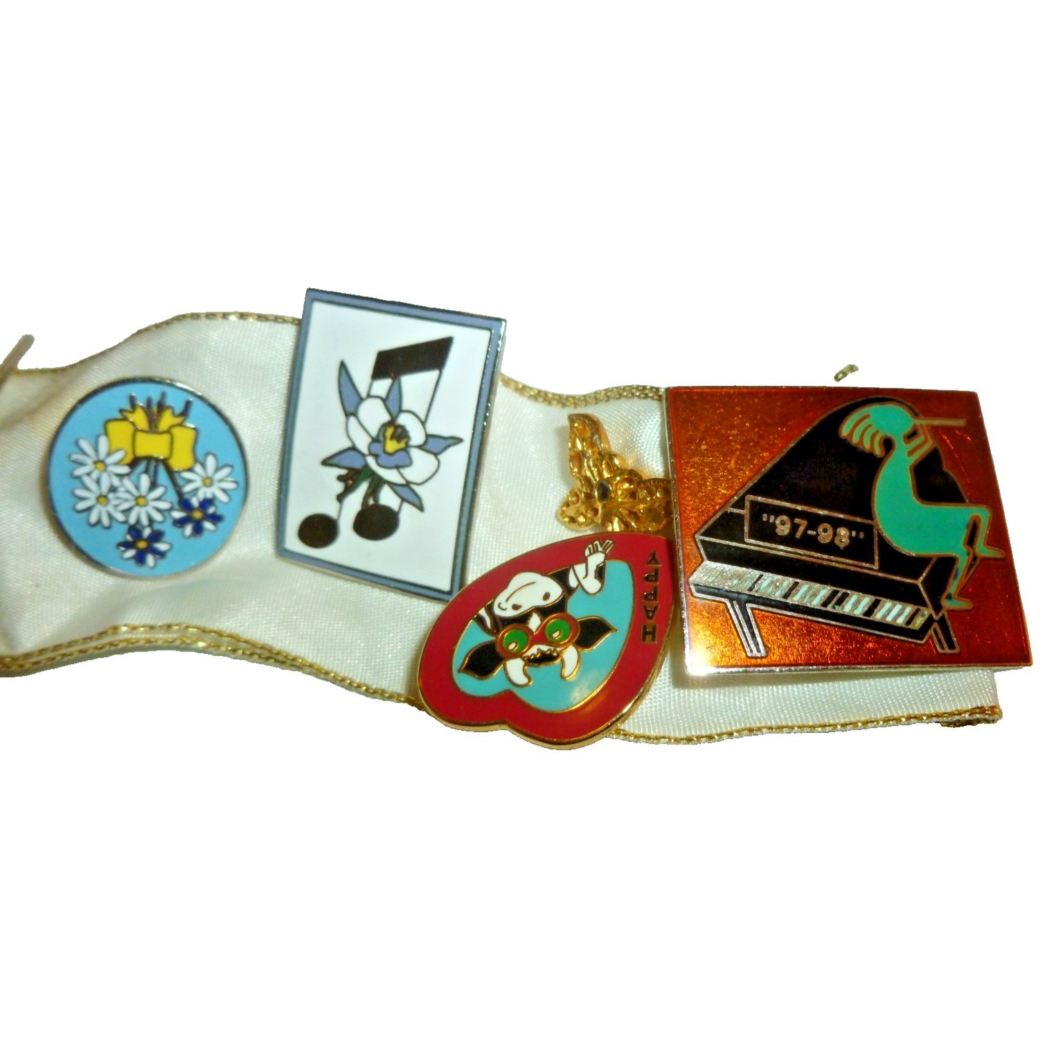 Enamel Lapel Pin Lot 6pc Music Piano Shooting Star Vintage 1997-2000