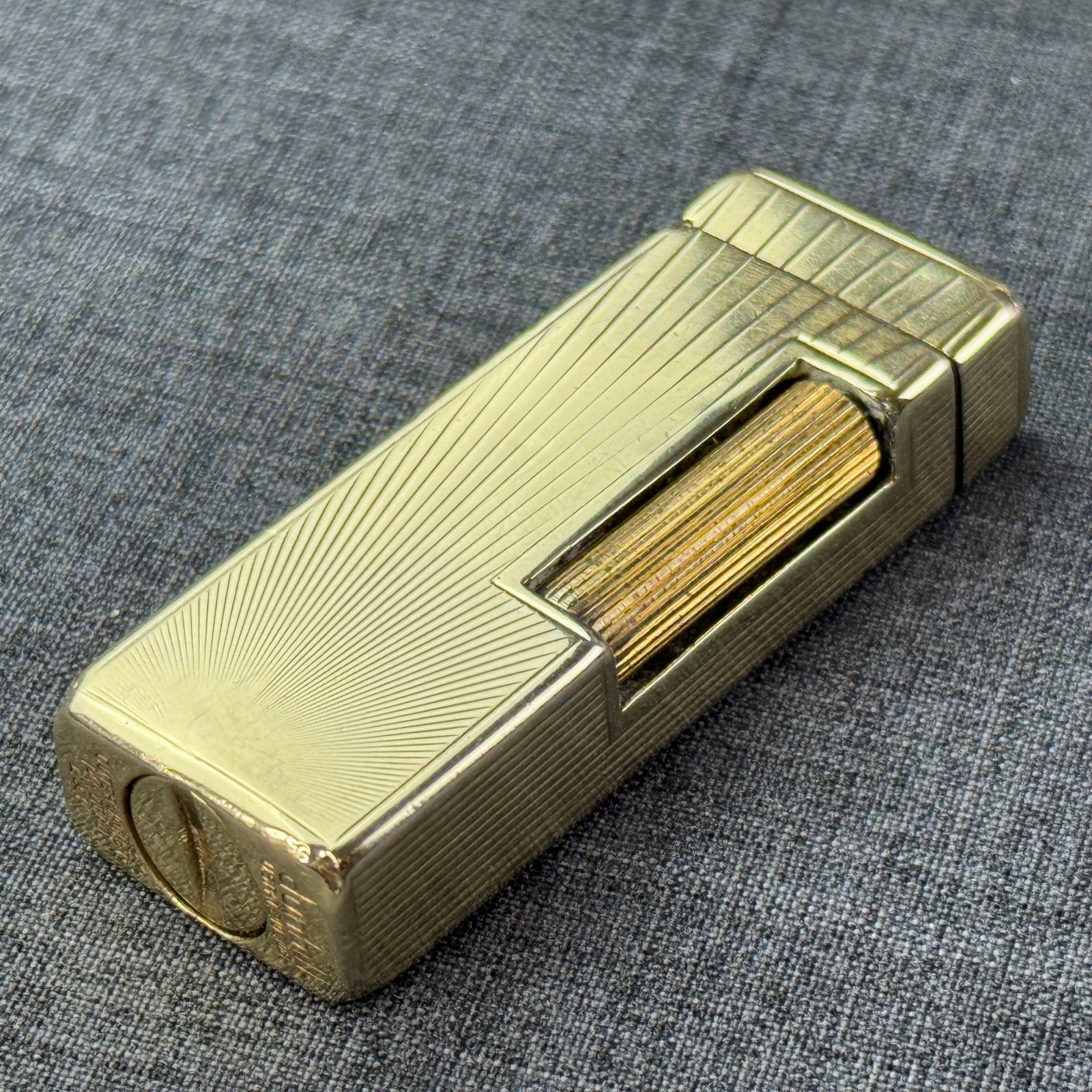 VTG Dunhill Rollalite 14K Solid Gold Lighter LK Art Deco Sunburst 1940s * AS-IS