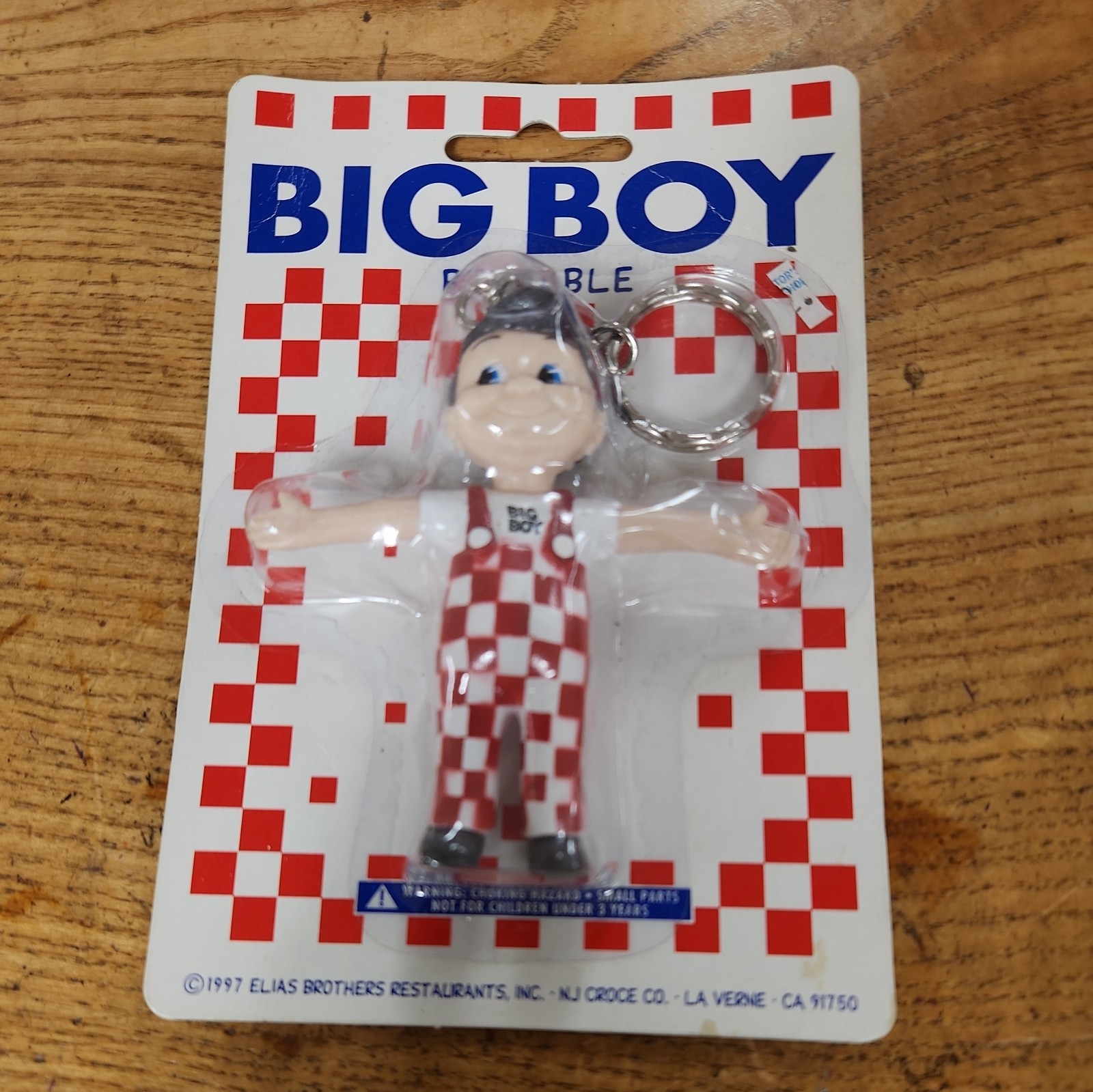 Vintage Bob’s Big Boy Toy Bendable Figure Keychain 1997 NJ Croce Co NEW/Package
