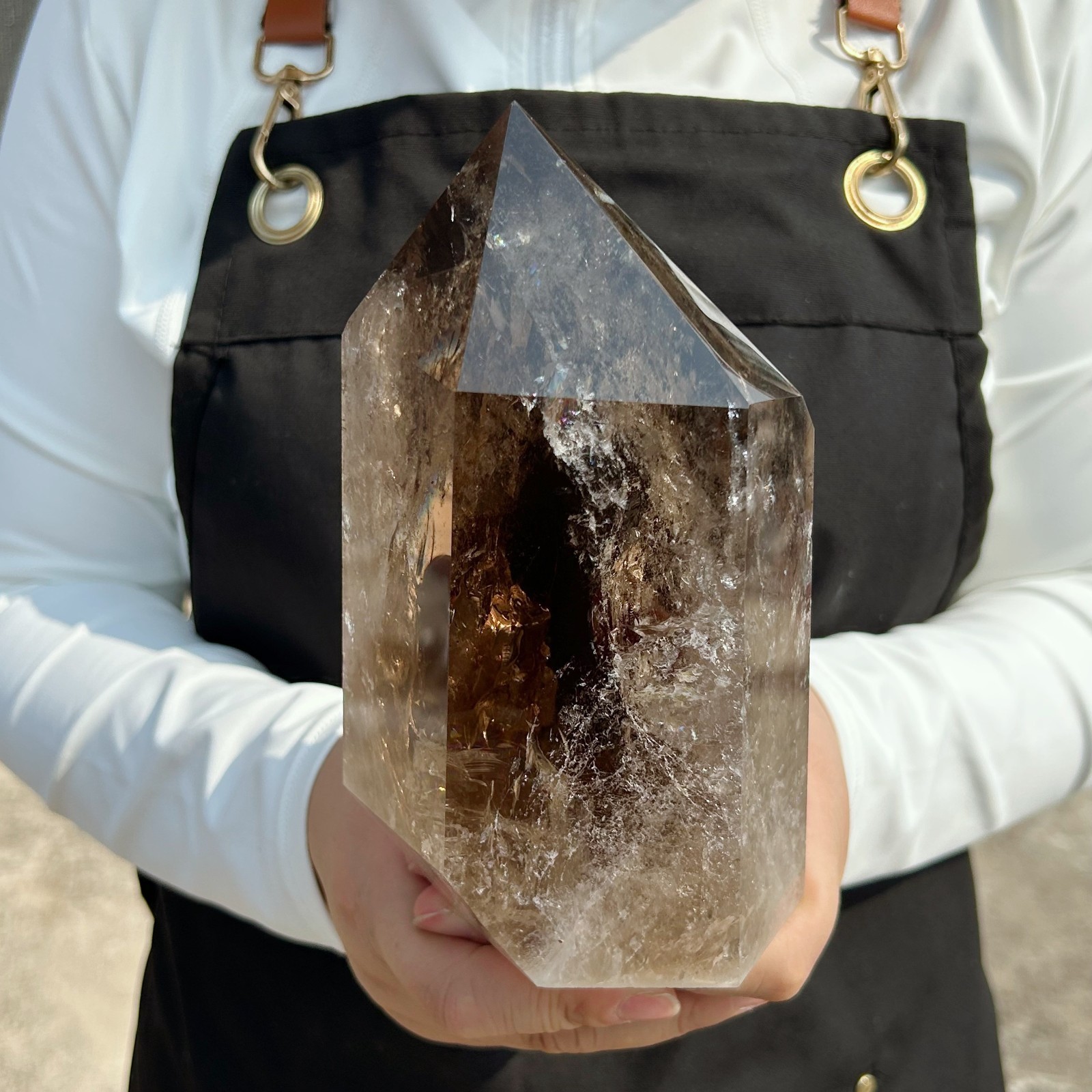 3.85LB Natural Smoky Quartz Obelisk Crystal Wand Point Healing C3115