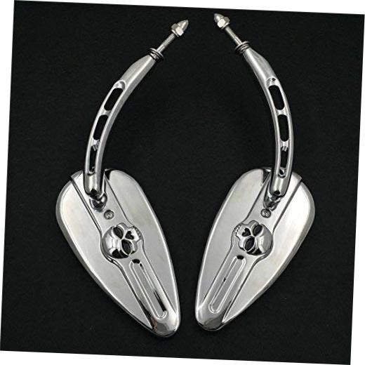 XKH- Motorcycle Chrome Skull Side Mirrors Compatible with 1984 and up Harley