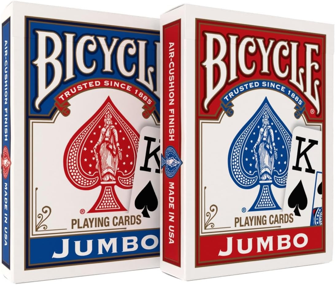 Bicycle Jumbo Index Playing Cards , 2 Pack Large Print Poker Deck of Cards