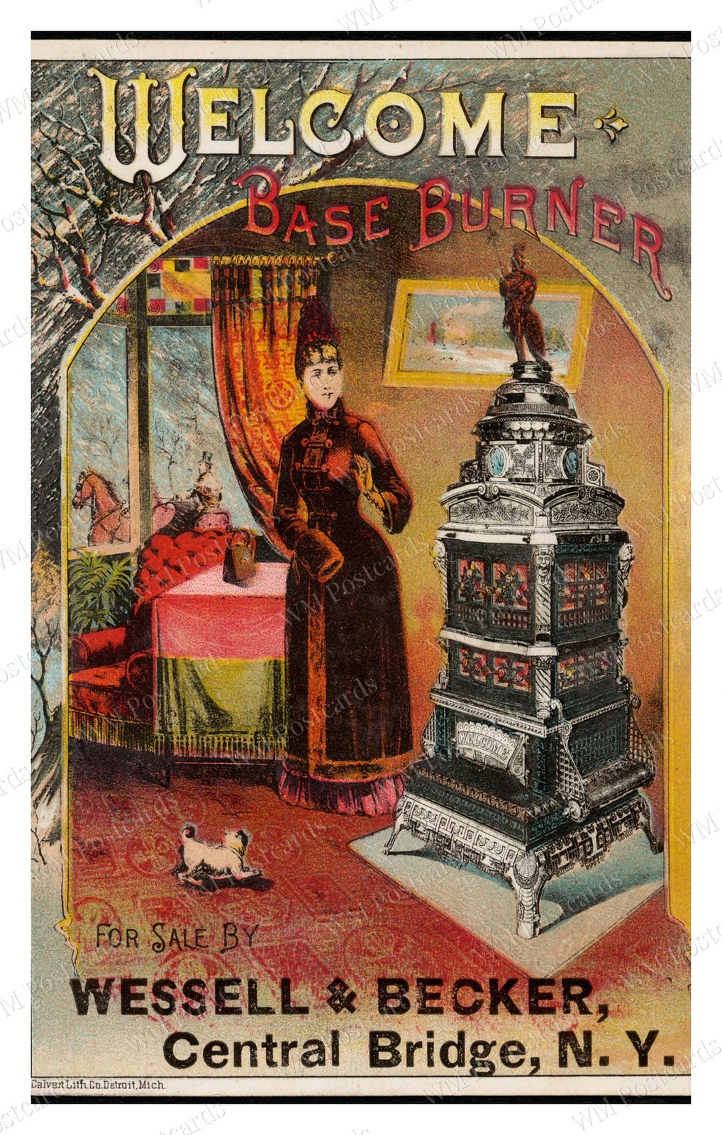 Central Bridge NY 1880s Base Burner Stove Standard Postcard