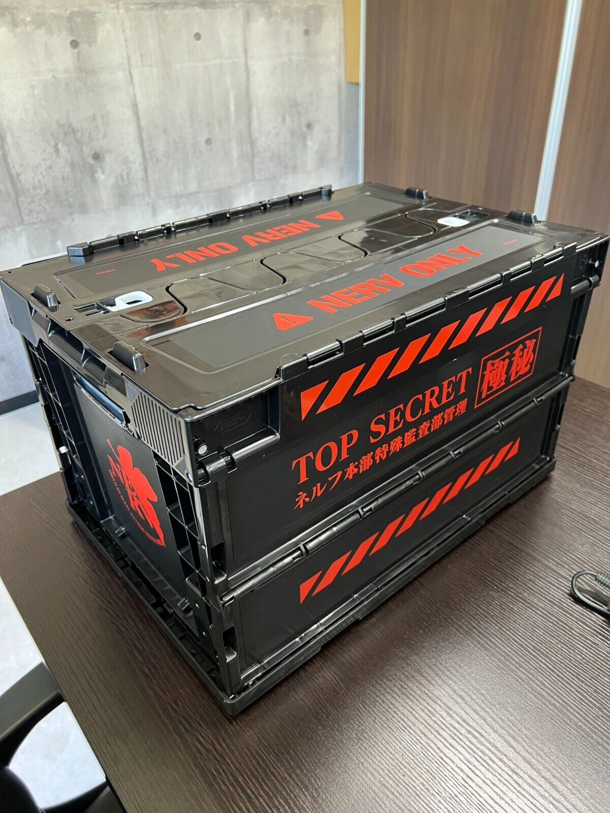 NERV Evangelion Large Storage Box Top Secret Folding Container 50.1L From Japan