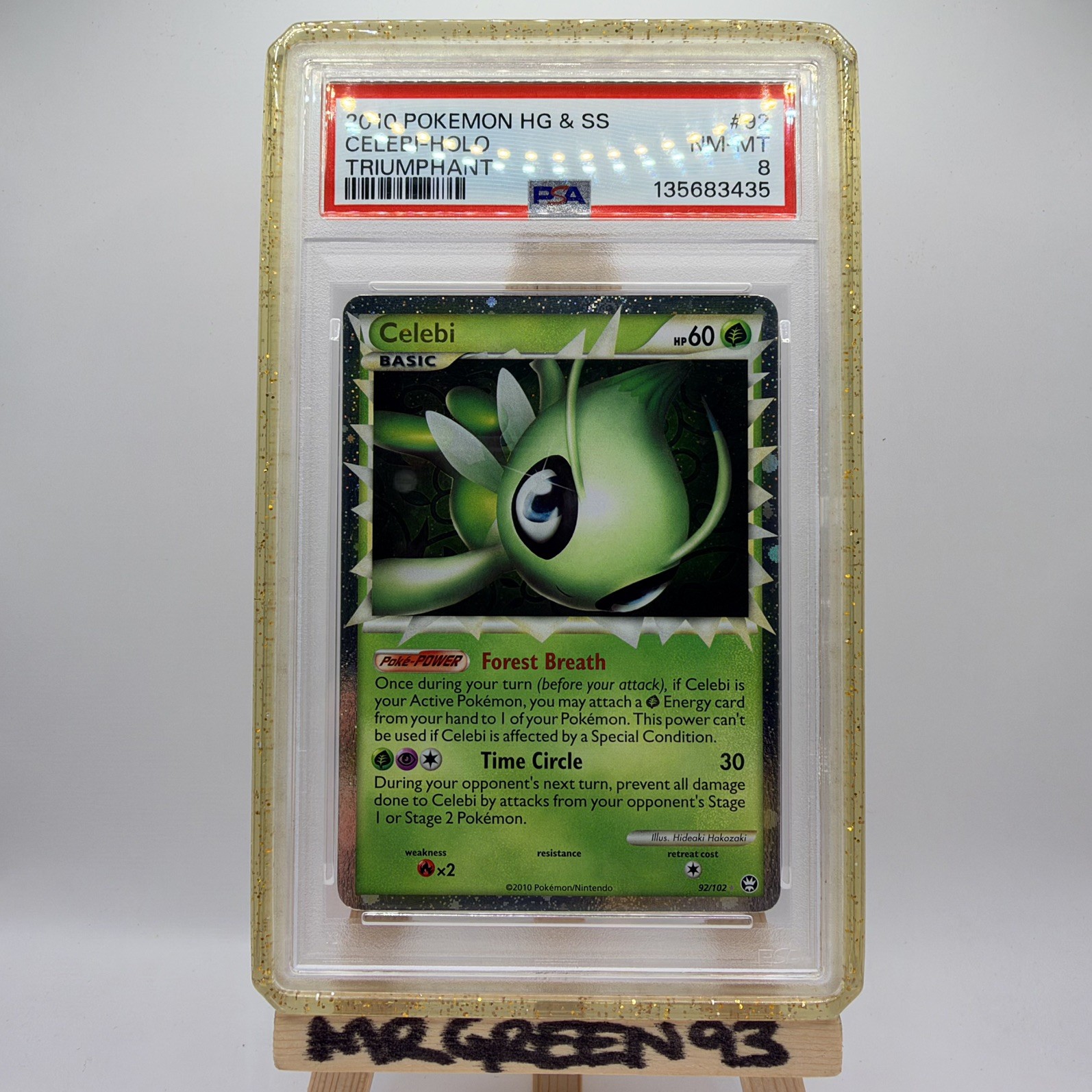 2010 Pokemon HG & SS Triumphant Celebi Prime 92/102 PSA 8 LOW POP