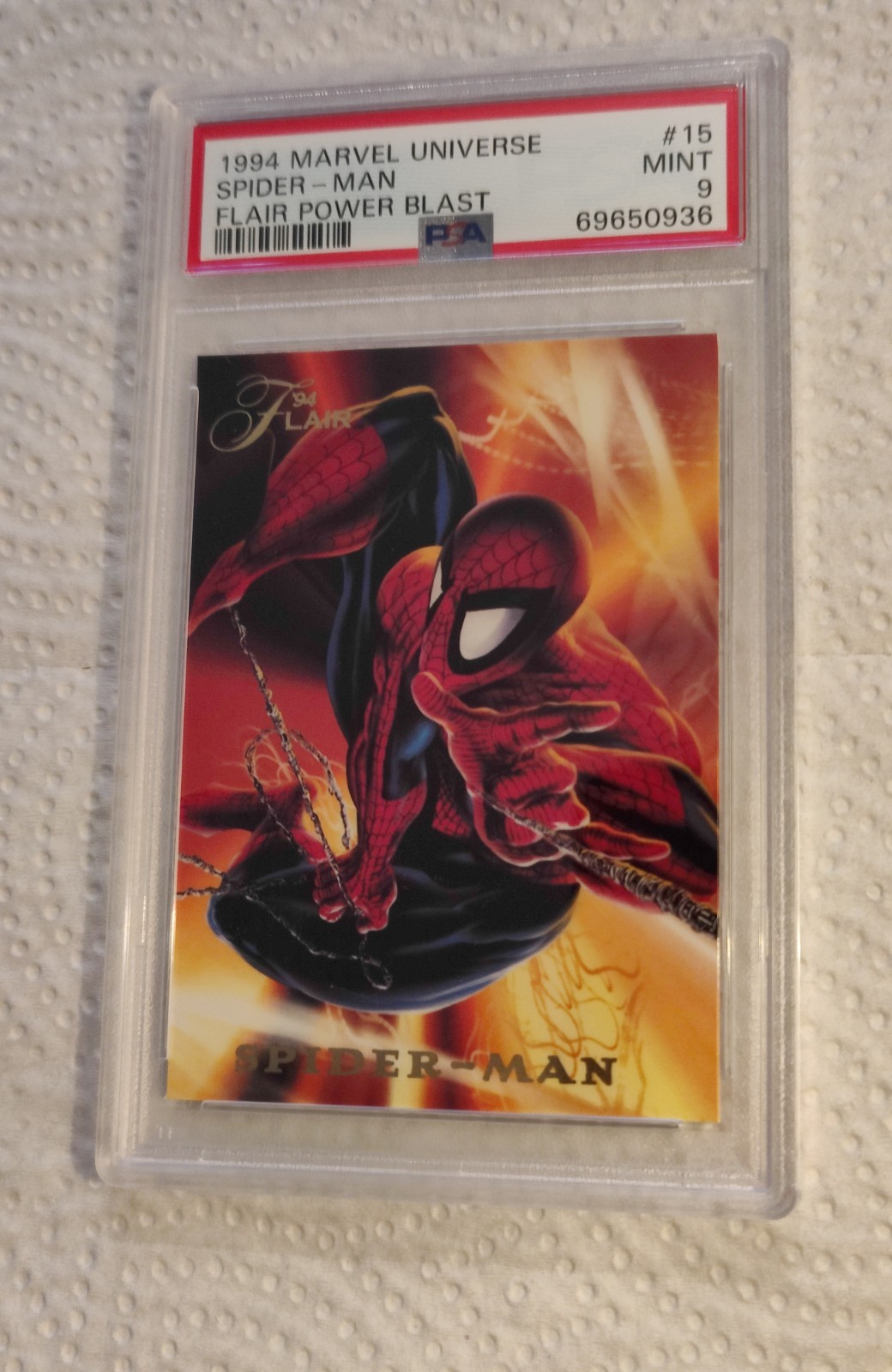 Spider-Man PSA 9 MINT 1994 Marvel Universe Flair Power Blast #16 Spider-Man PSA 9 MINT 1994 Marvel Universe Flair Power Blast #16