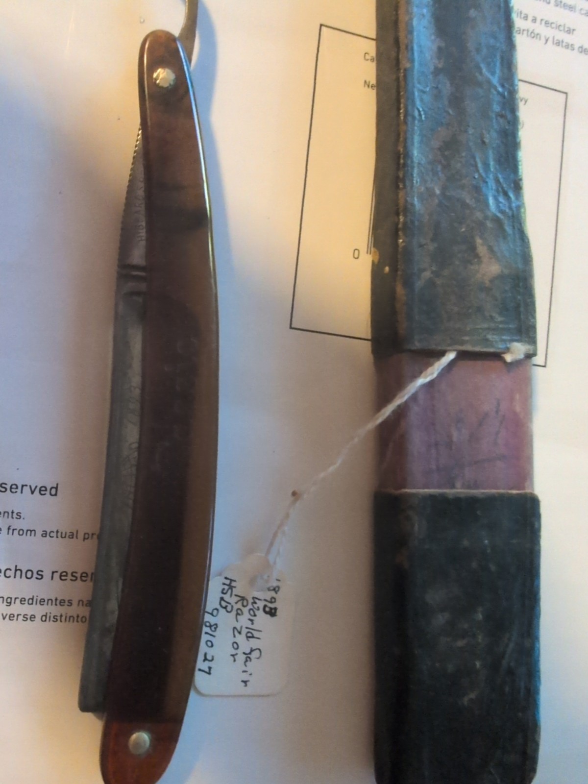 1893 Worlds Fair Straight Razor - Horticultural Bld - Imperial Razor - Germany