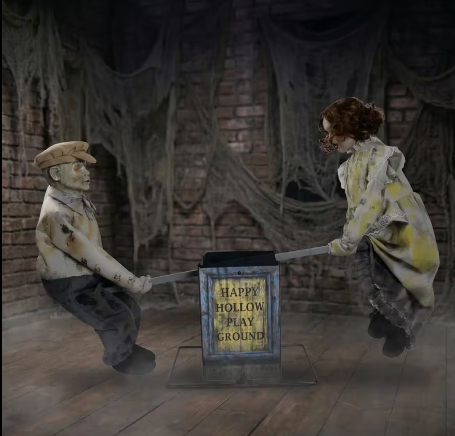 Animated Halloween See Saw Dolls Prop Haunted House Creepy Victorian Playground