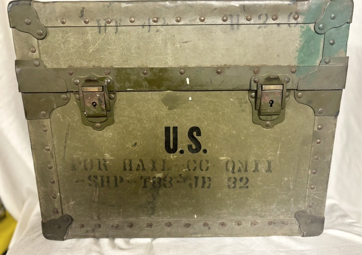 WW2, Korean , Army Officer Chest, Trunk, Enamel Dishes &  Flatware