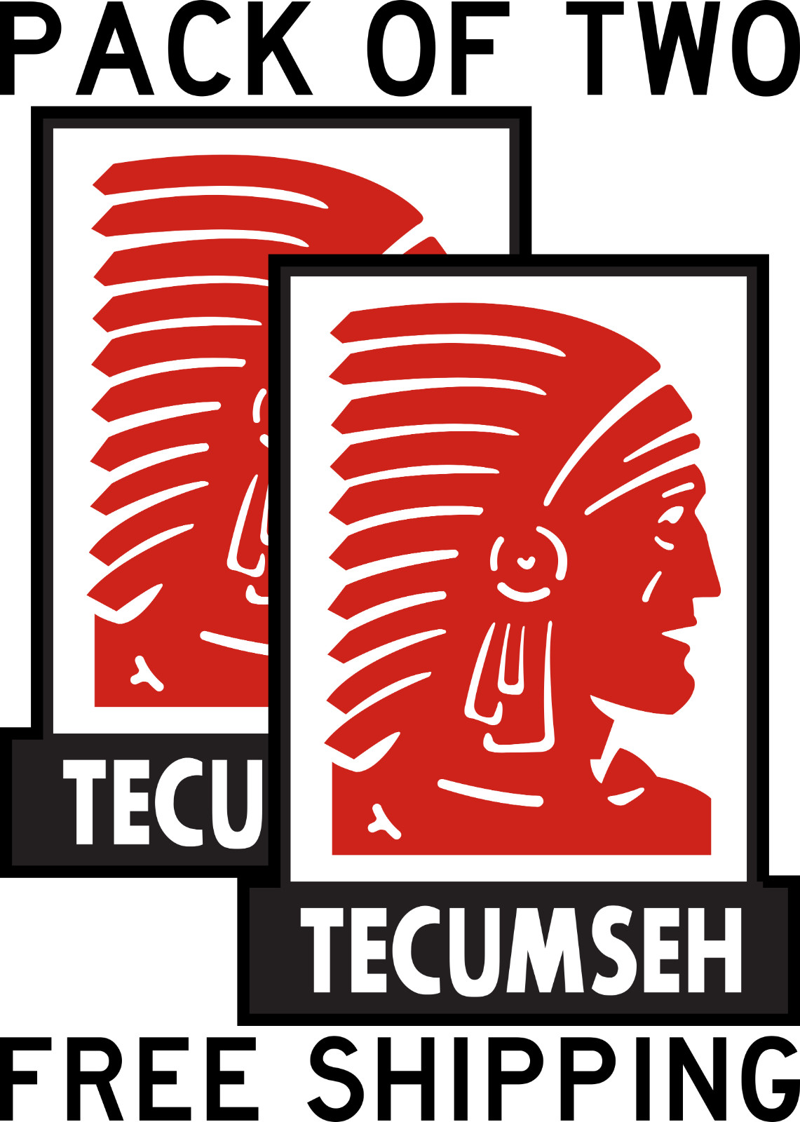 TWO PACK TECUMSEH ENGINE LAWNMOWER CHAINSAW DECAL STICKER CAR TRUCK 