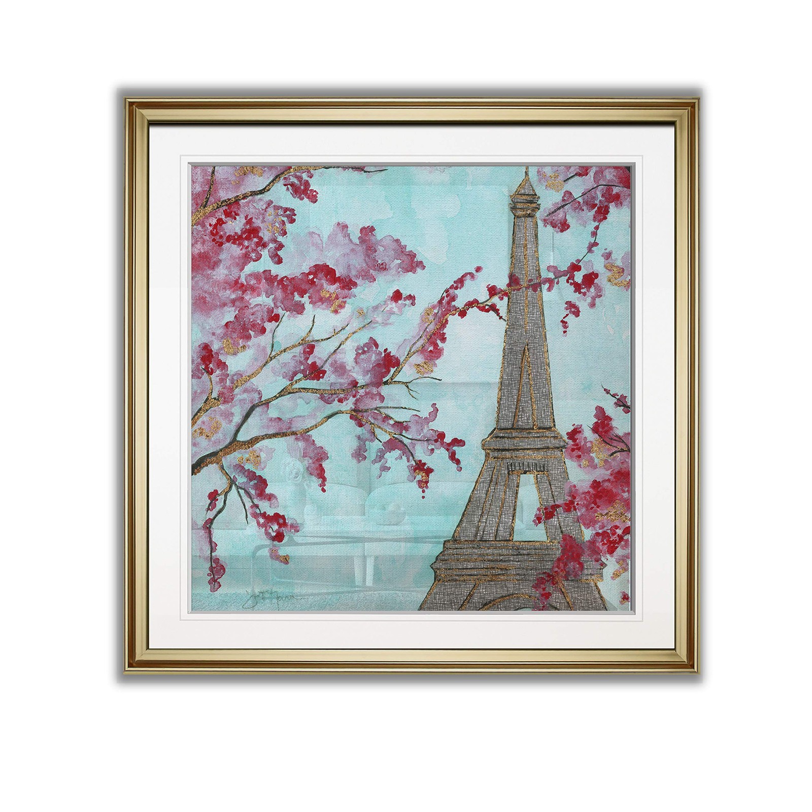 Renditions Gallery Spring in Paris Eiffel Tower Evening Cityscape Gold Frame
