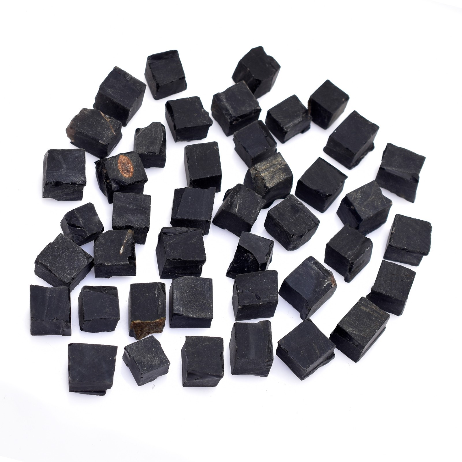 50 Pcs Natural black Onyx cubes crystal carved stone square home decor Reiki