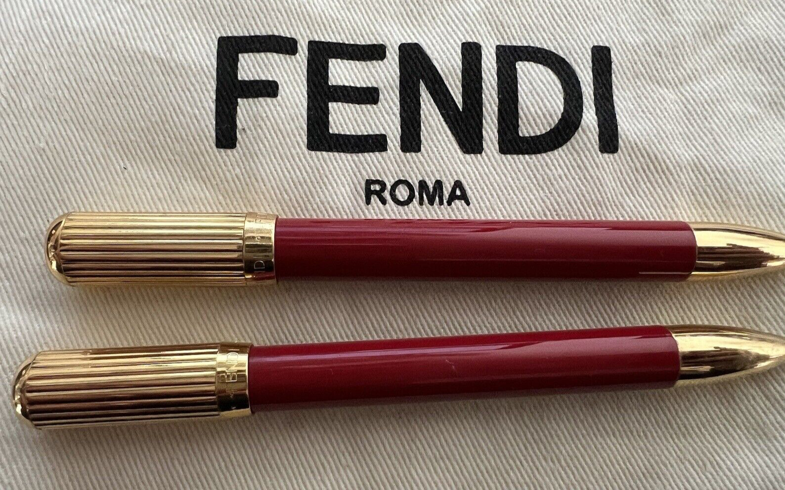 Fendi Pen Sphere Lacquer Red + Mechanical Pencil Foiled Gold Monogrammers