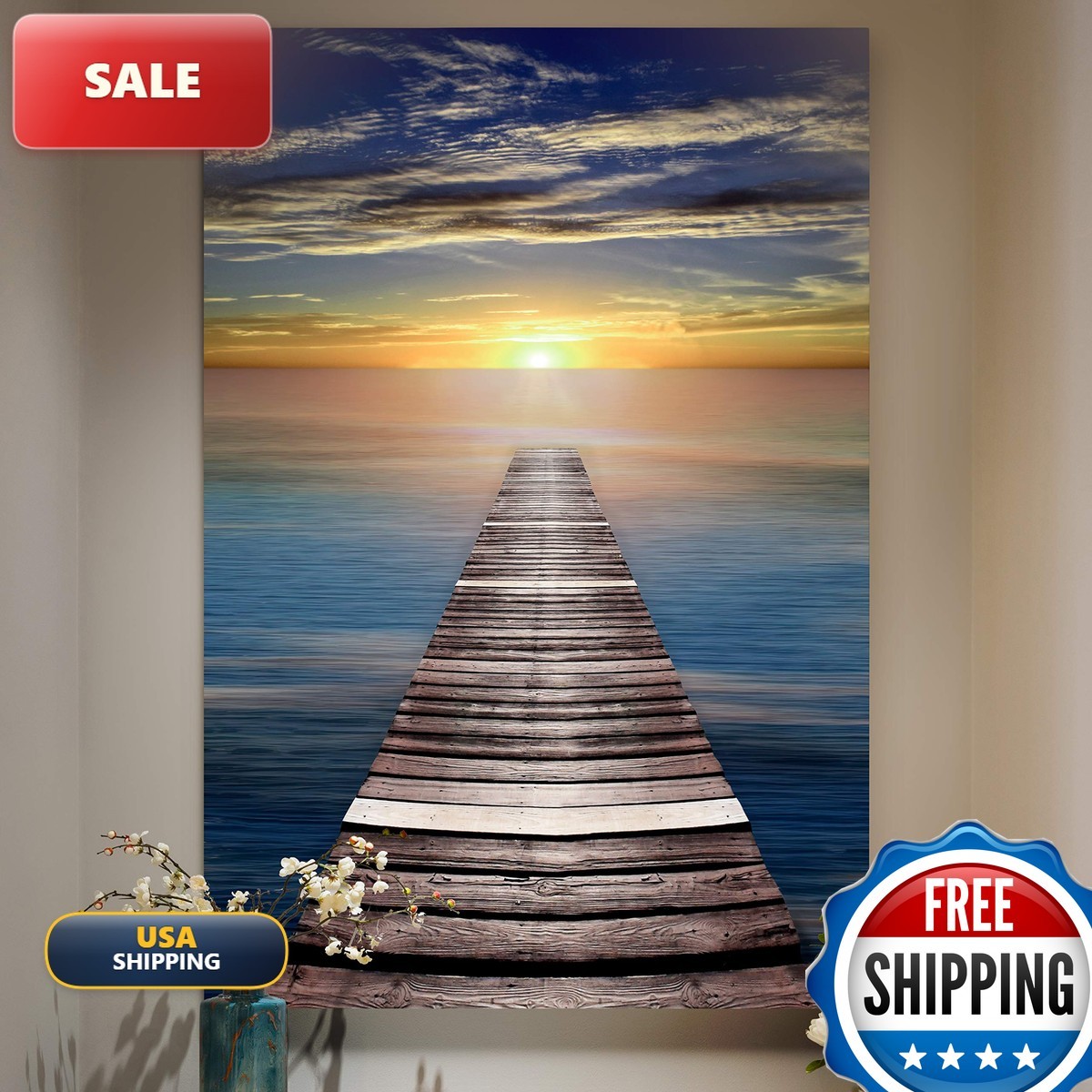 Renditions Gallery Canvas Wall Art Calm Caribbean Dusk 32\