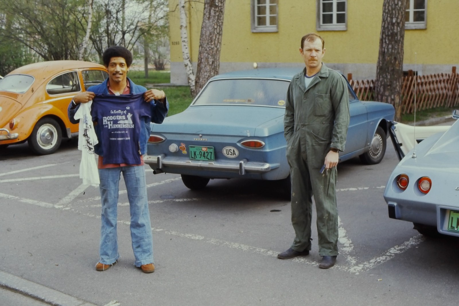 c1970's Ektachrome 35mm Slide Ford Taunus Volkswagen Beetle Chevrolet Corvette