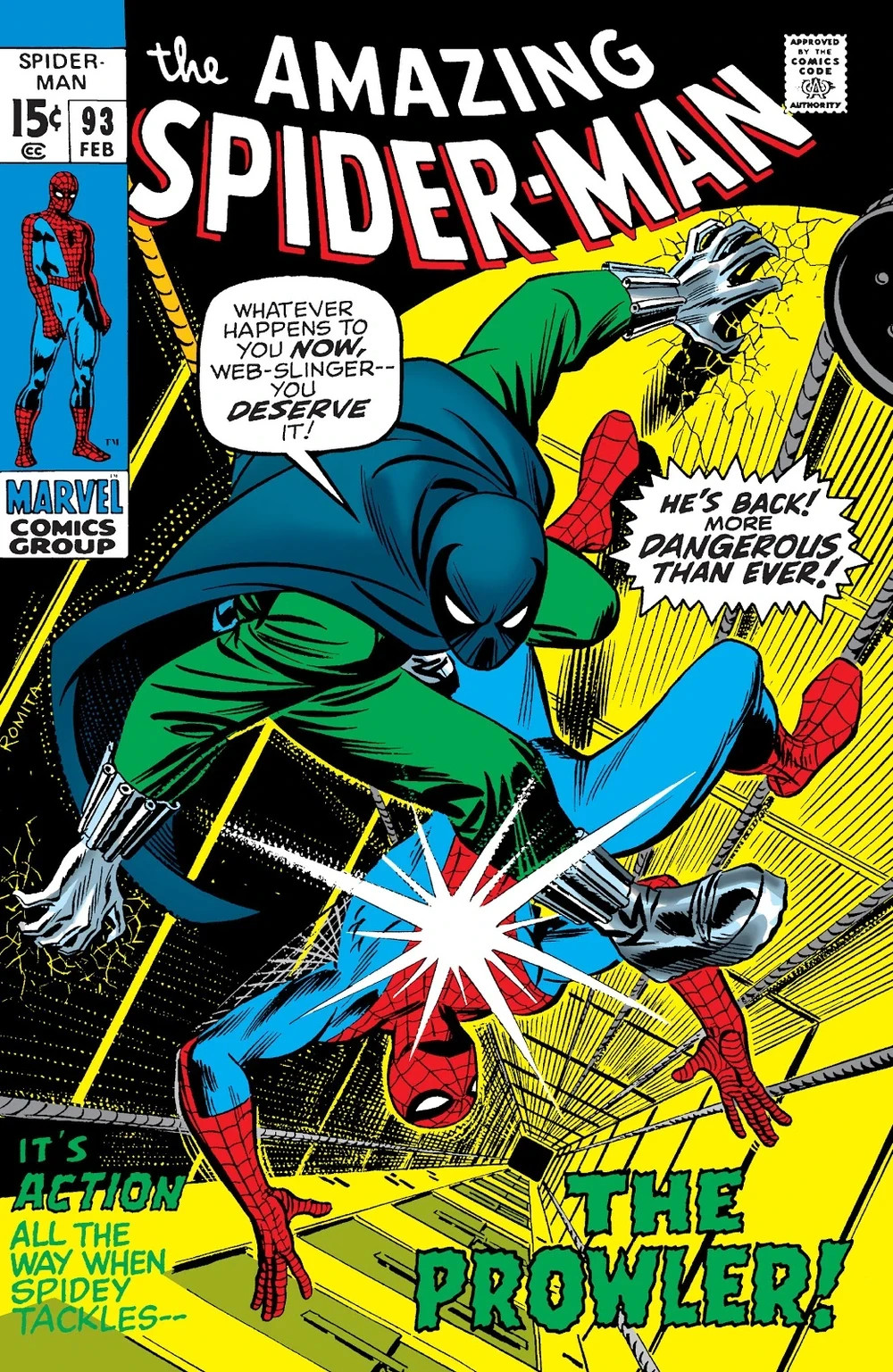 AMAZING SPIDER-MAN -  lot of 3 comic books includes 1971 #93 with THE PROWLER