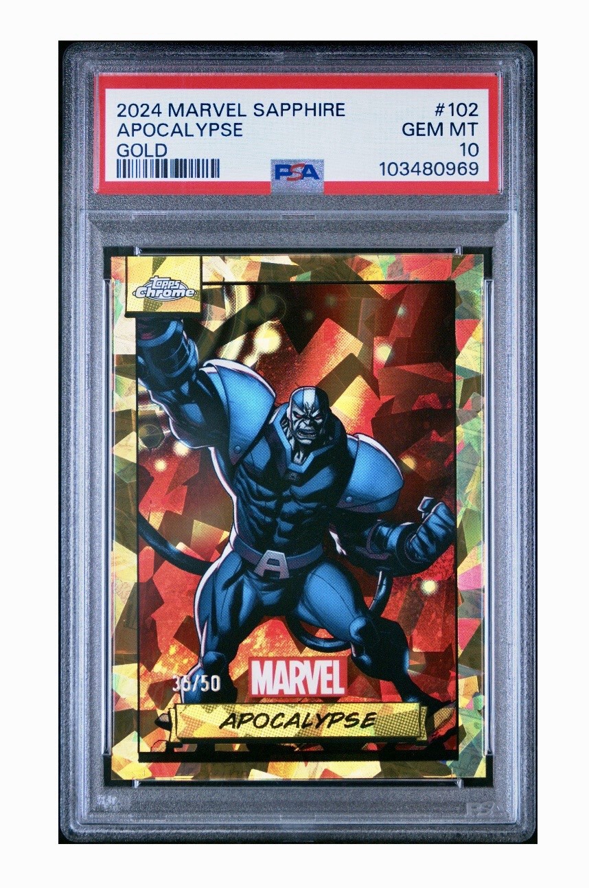 2024 TOPPS CHROME MARVEL SAPPHIRE EDITION APOCALYPSE /50 GOLD #102 PSA 10 💎