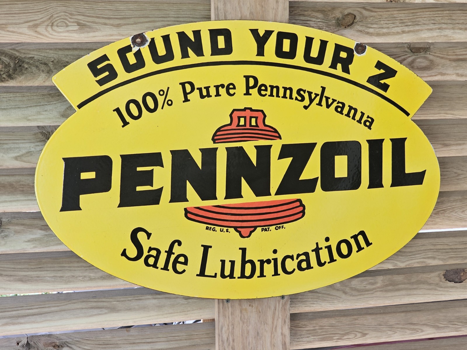  GIANT VINTAGE 1950'S PENNZOIL DEALERSHIP PORCELAIN SIGN 30 X 20 