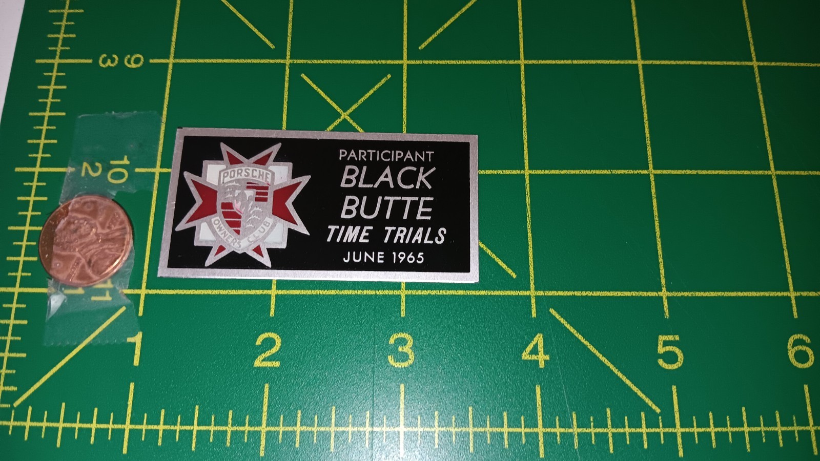 VTG 1965 Black Butte PORSHE Time Trials Participant Dash Plaque Racing Badge