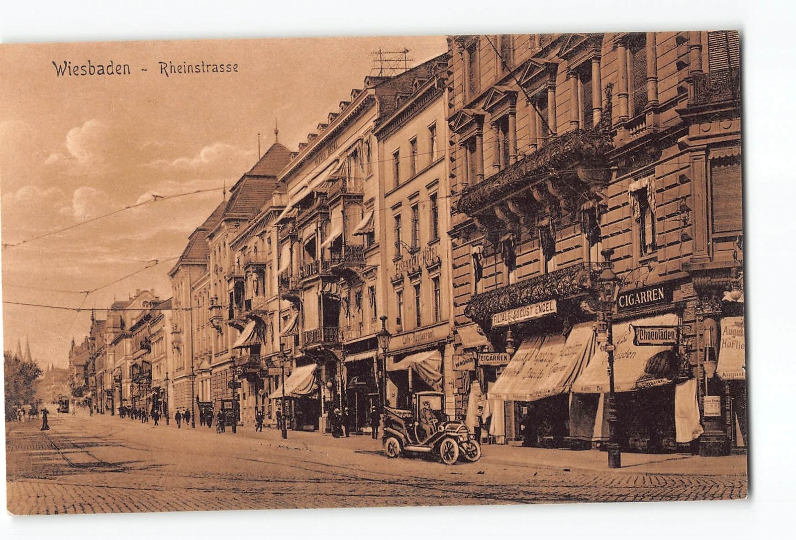 Wiesbaden Germany Postcard 1907-1915 Street Scene Store Fronts
