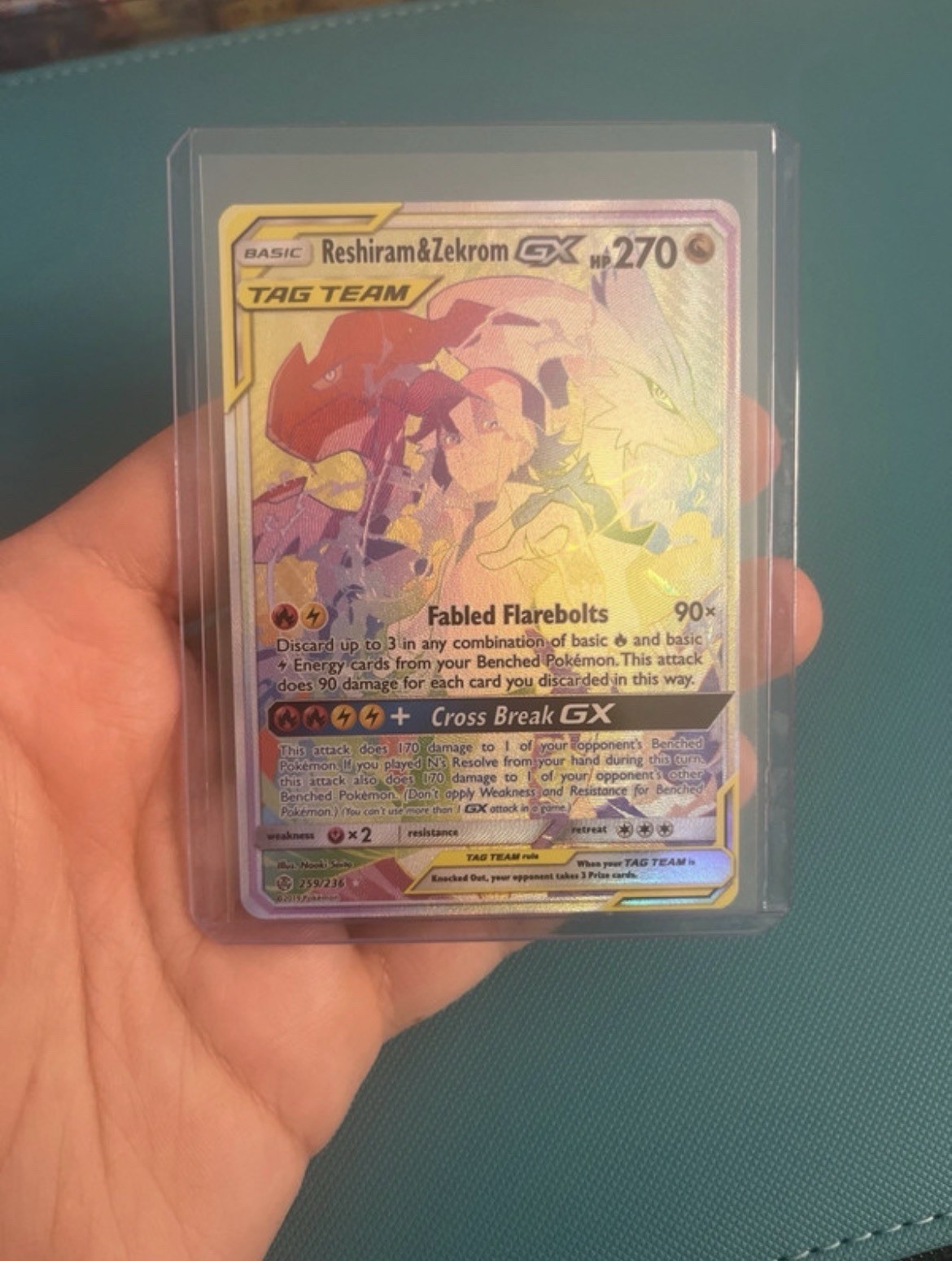 Reshiram & Zekrom GX - 259/236 - Secret Rare - Cosmic Eclipse - Pokemon - NM
