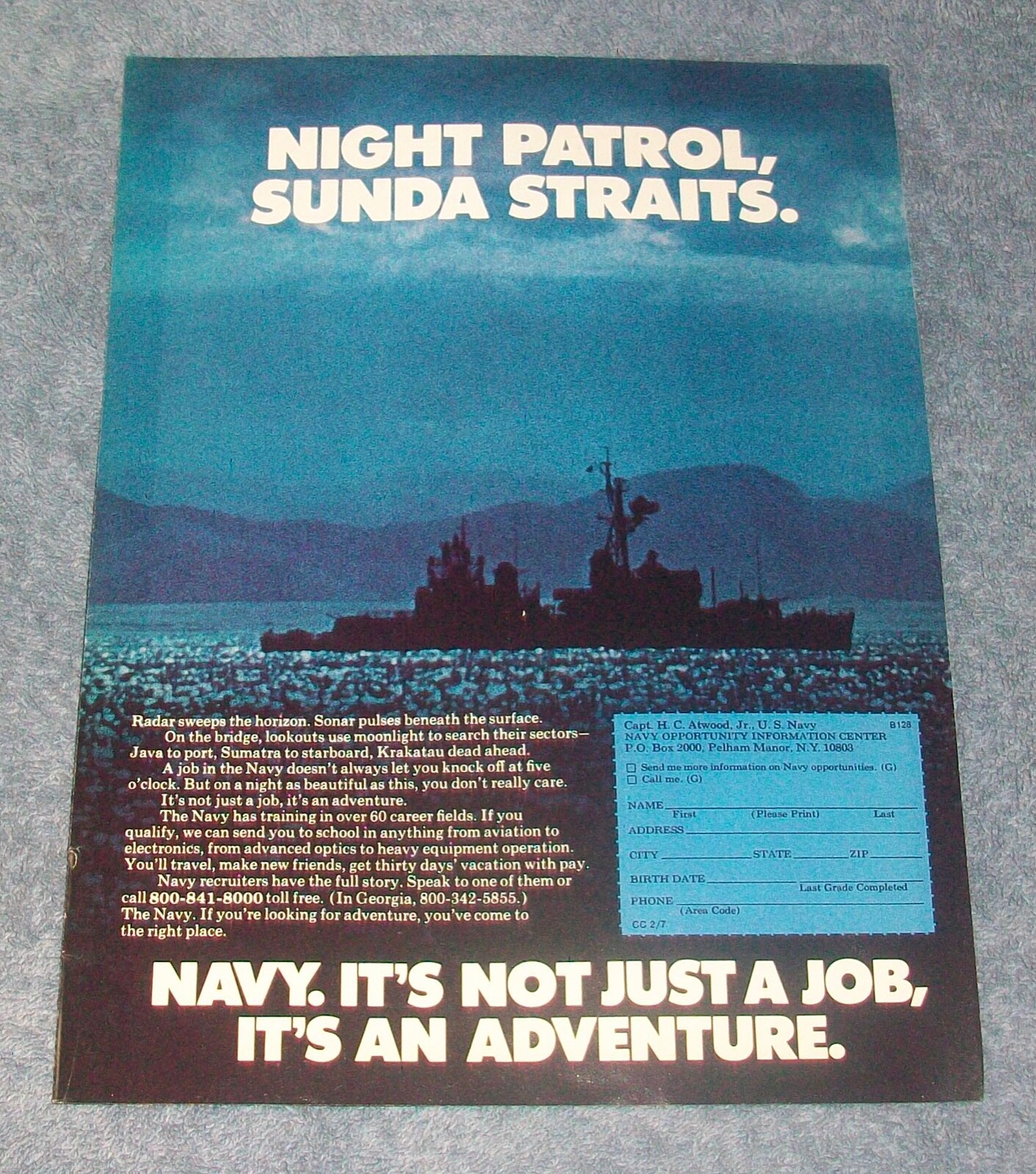 1977 United States Navy Vintage Recruitment Ad \