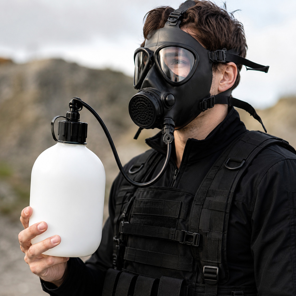 SafeGuardian 36oz BOTTLE / 38' HOSE for Gas Mask Bottle Hydration System NEW