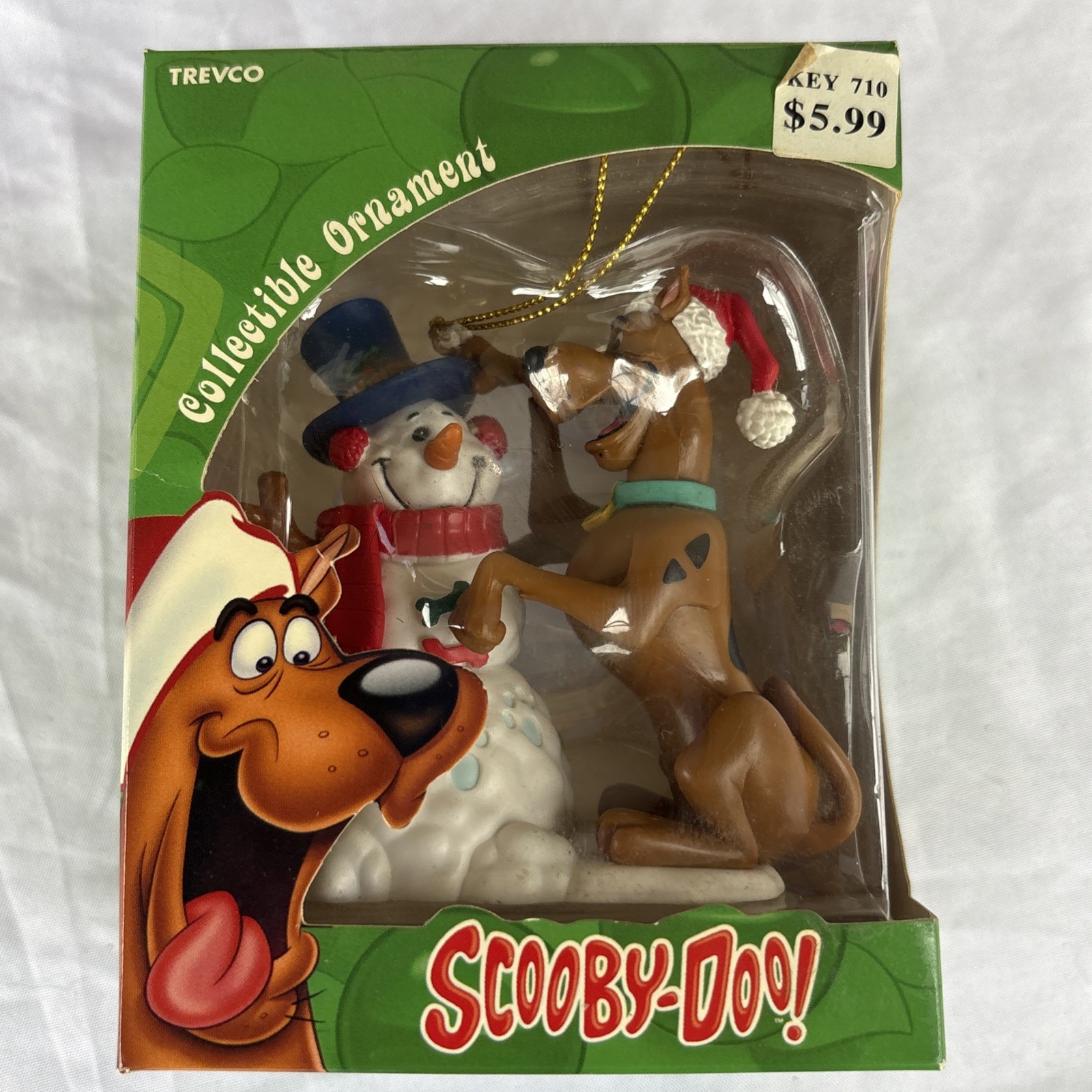 Scooby Doo & Snowman Christmas Ornament WB Cartoon Network Trevco NIB