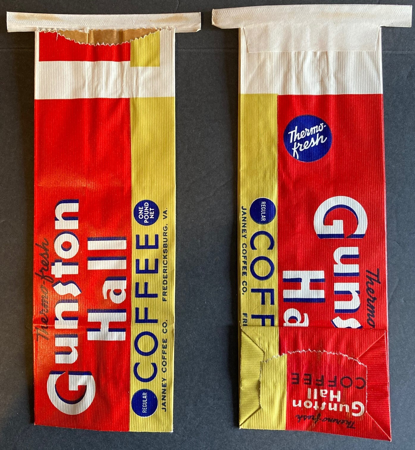 Lot of 4 Vintage Gunston Hall Coffee Bags Janney Coffee Co Fredericksburg VA NOS