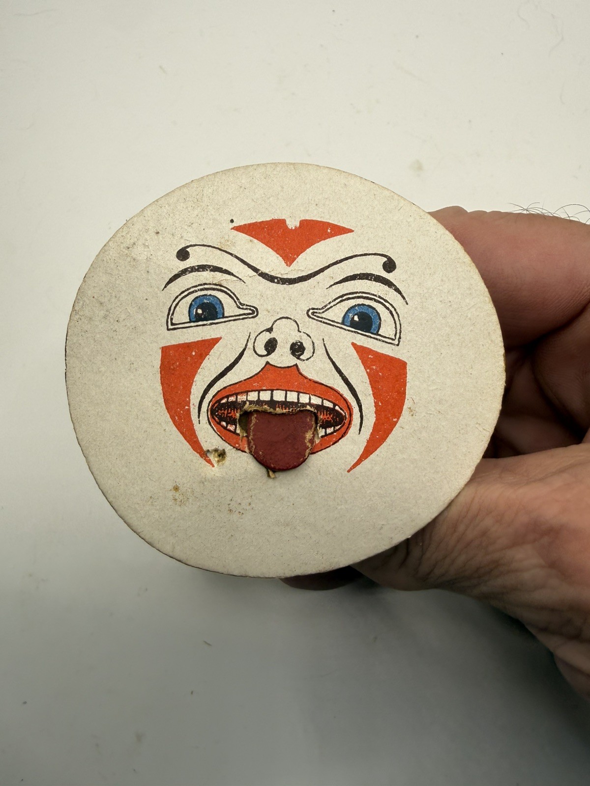 RARE Antique Halloween Toy with Ghoul Face & Mechanical Tongue, Germany 1910-20s