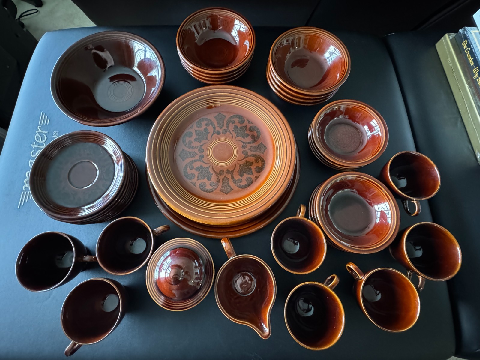 Vintage 1967 Homer Laughlin Sheffield Amberstone Dinnerware Set 44 Piece USA