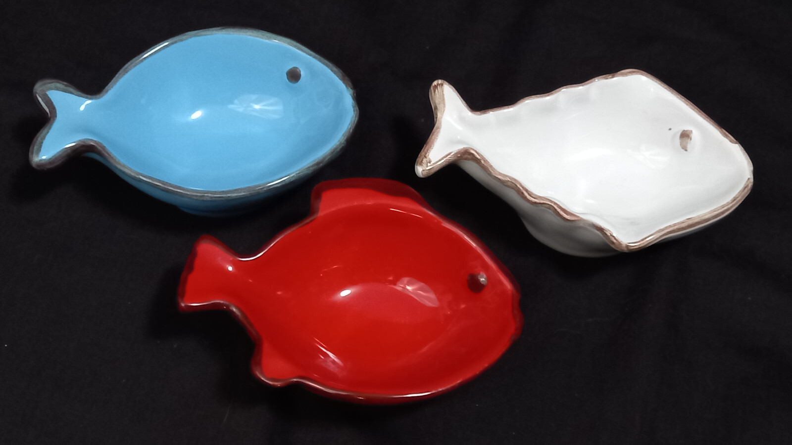 Lot of 3 VTG Fanny Bazar Fatte a Mano Ceramic Fish Décor Bowls