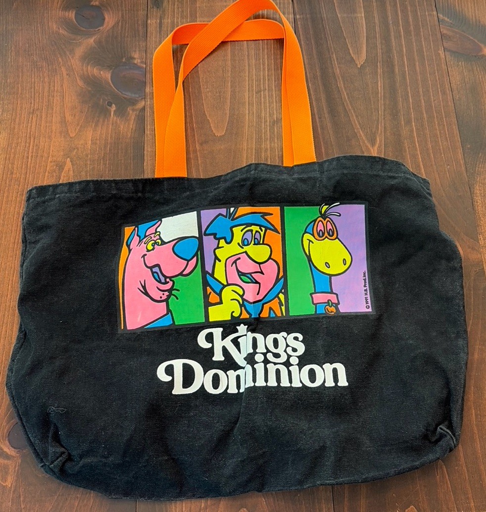 Vintage Rare 1991 Paramount's Kings Dominion The Flintstones Canvas Tote Bag
