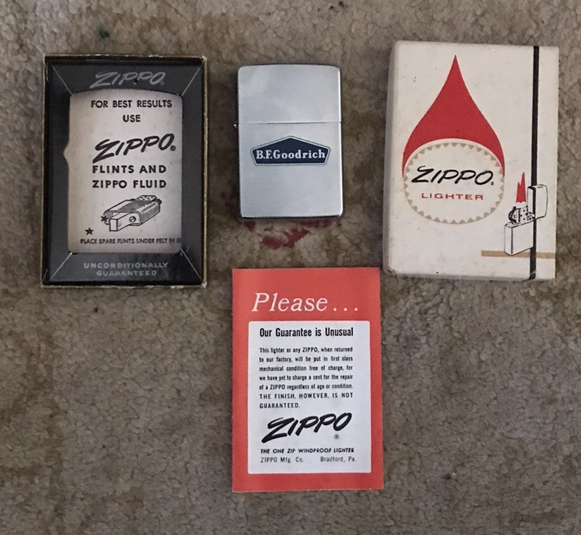 Vintage Early Zippo B. F. Goodrich Lighter Never Used