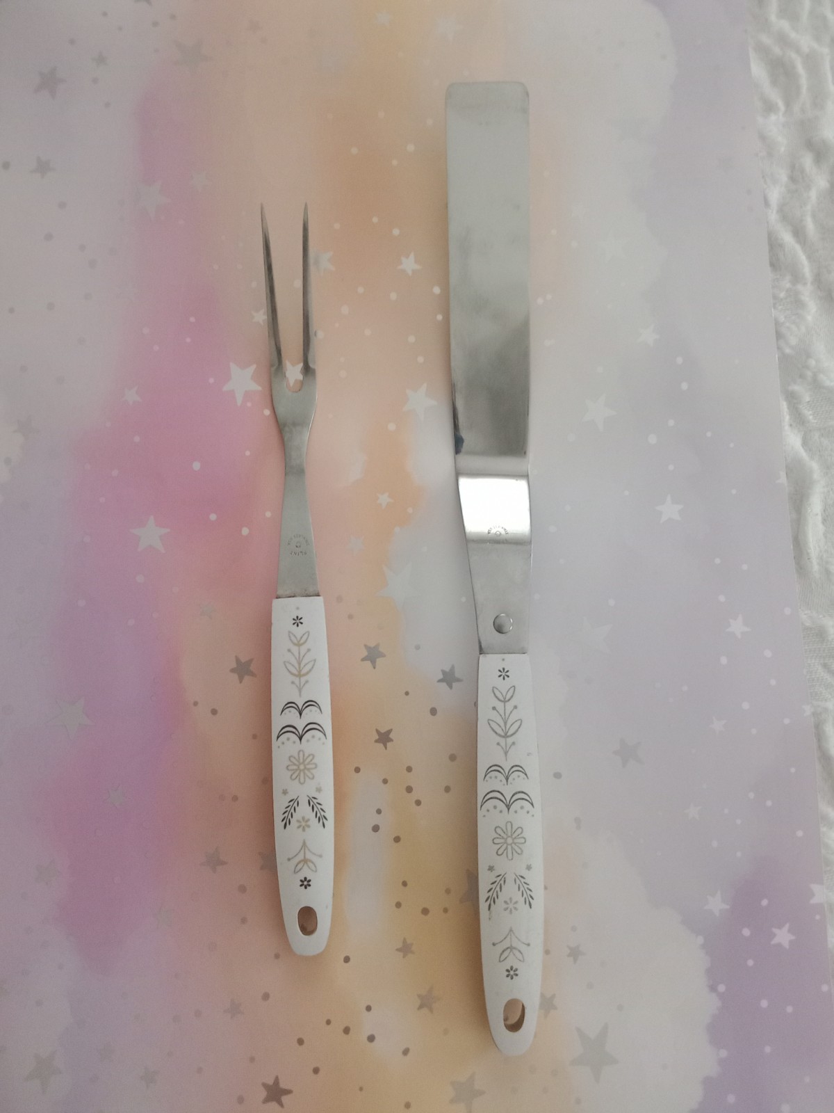 Vintage Flint Arrowhead Harvest Wheat Icing Spatula & Meat Fork USA