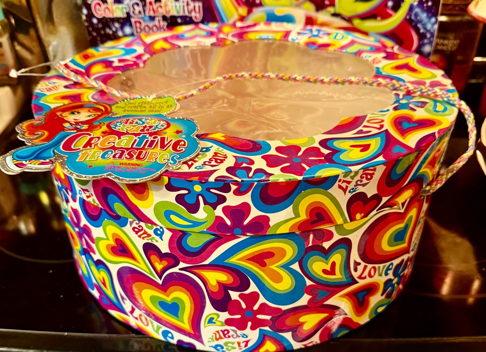 Vintage Lisa Frank Creative Treasures Box Empty Round Box
