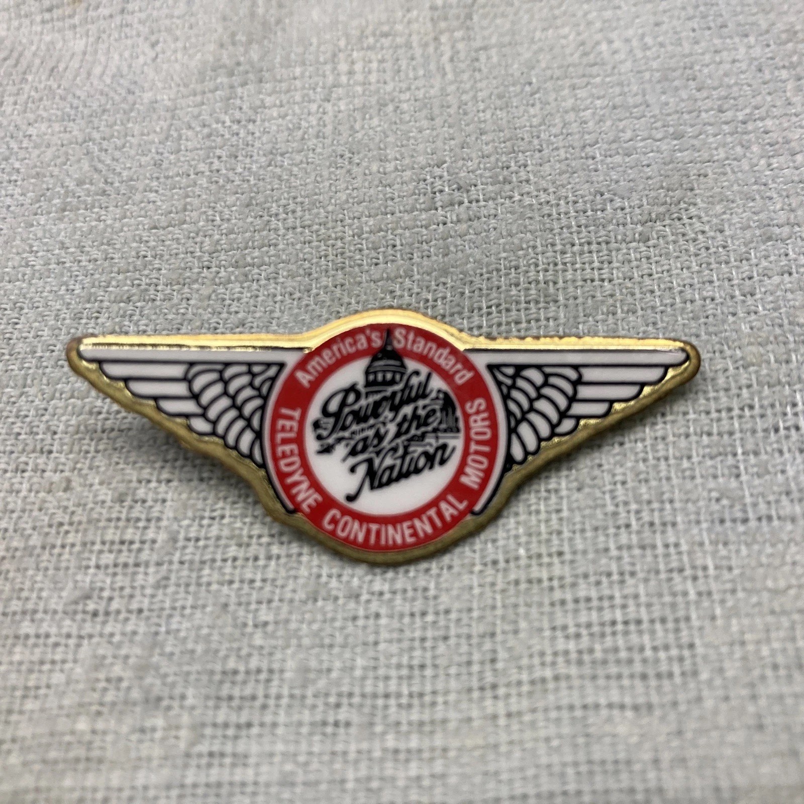 Vintage Teledyne Continental Motors Aircraft Engine Wing Logo Enamel Lapel Pin