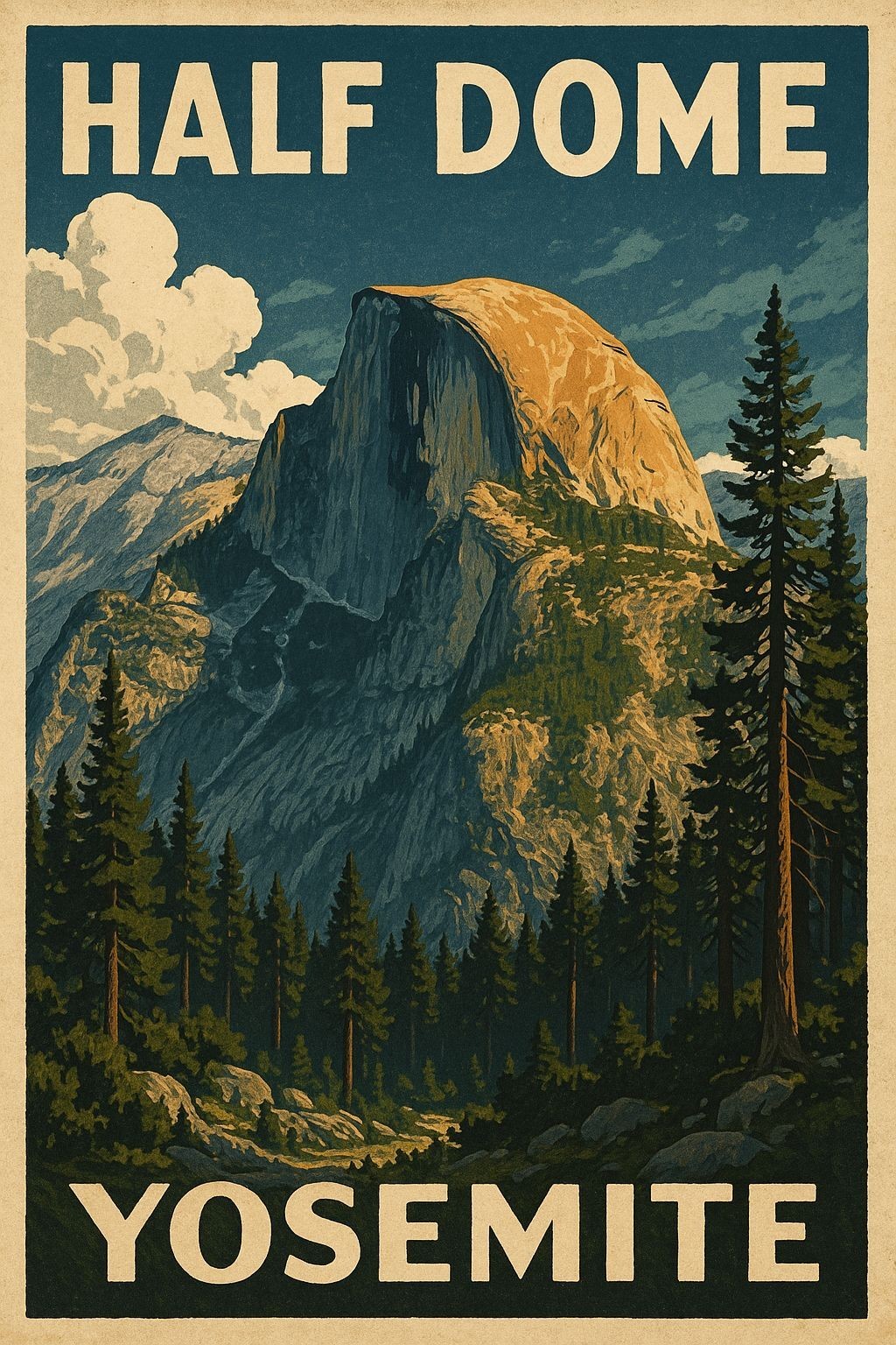 Half Dome Yosemite Beautiful Repro Print Poster 13x19